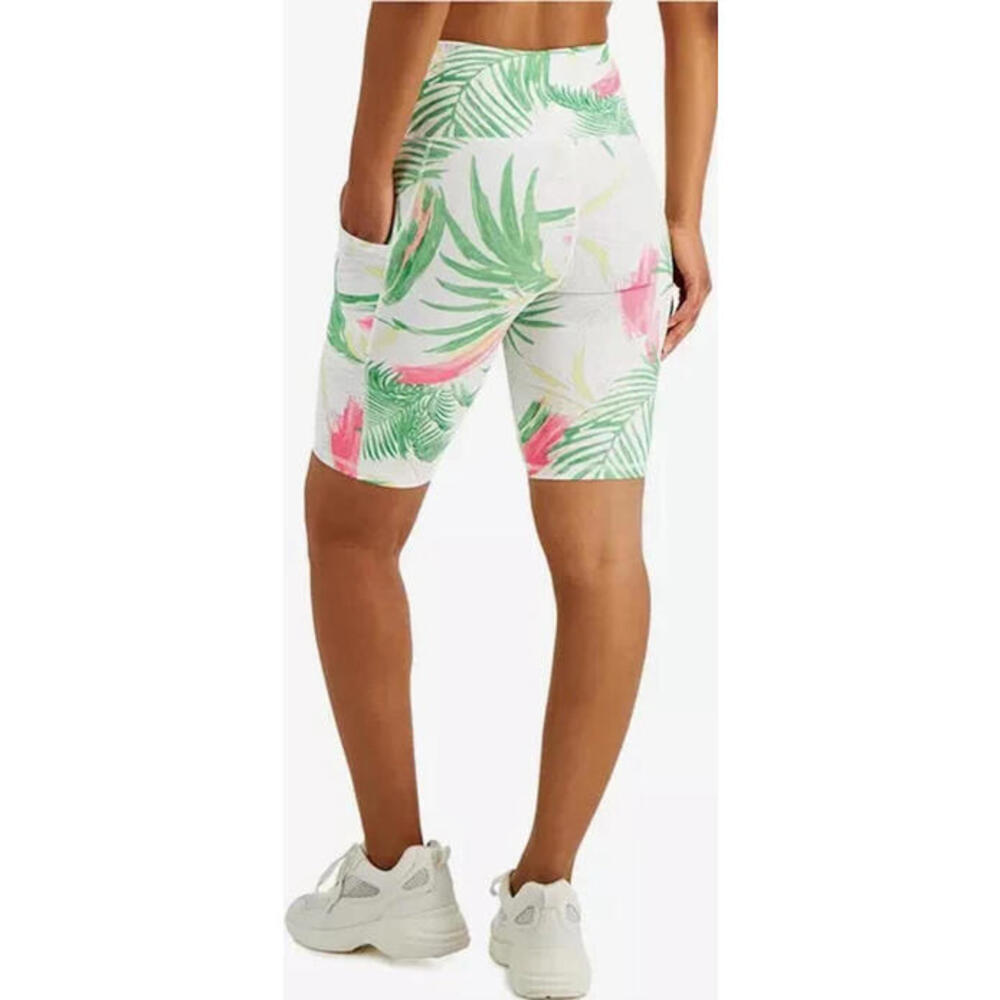 Ideology Women's Pastel Palms Bike Shorts Polyester Multicolor, XXL - Picture 2 of 3